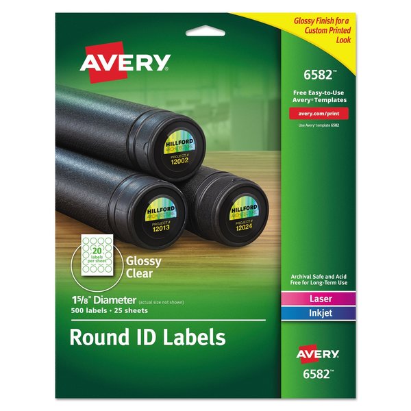 Avery Dennison Glossy Label, Clear, PK500 6582